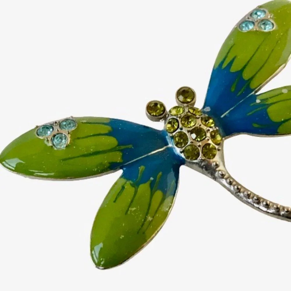 Dragonfly Brooch Jeweled And Enameled